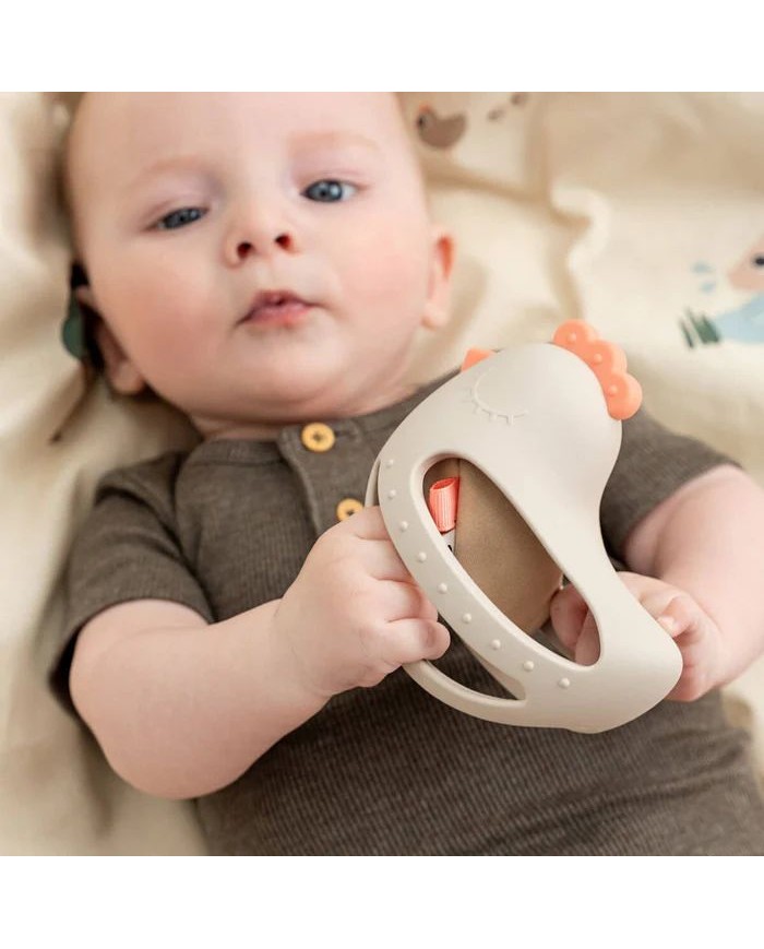 Jouet de préhension et de dentition avec hochet - Clucky - Sand