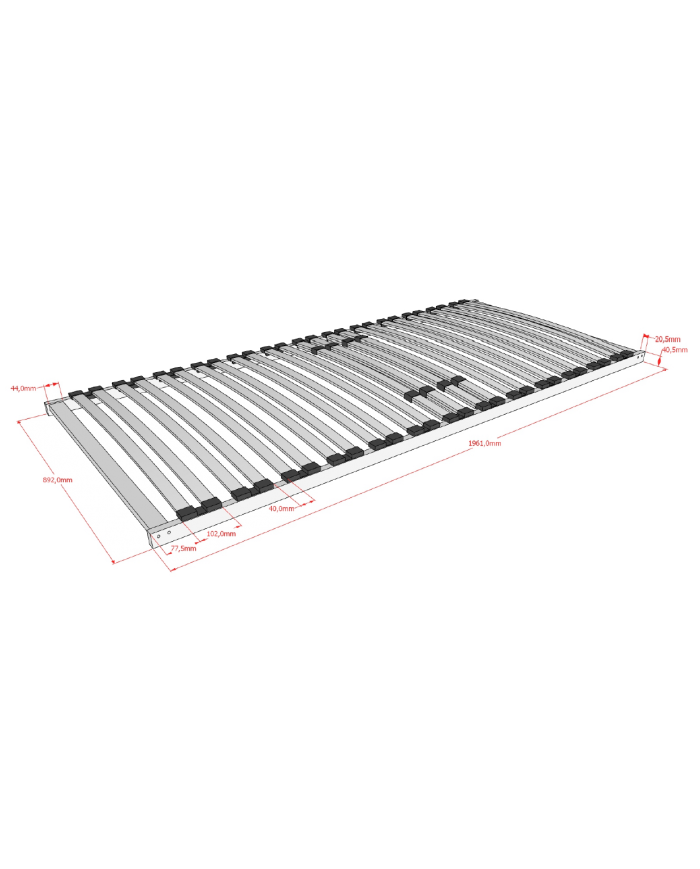 Sommier 90x200 - 26 lattes