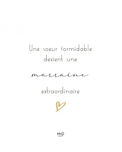 Cadre à poser - 10 x 10 cm - "Une soeur devient marraine"