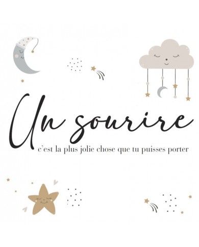 Cadre à poser - 10 x 10 cm - "Un sourir ..." - Lune étoile