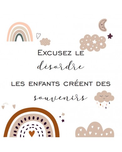 Cadre à poser - 10 x 10 cm - "Excusez le désordre ..."