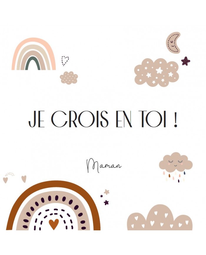 Cadre à poser - 15 x 15 cm - "Je crois en toi !" - Arc-en-ciel