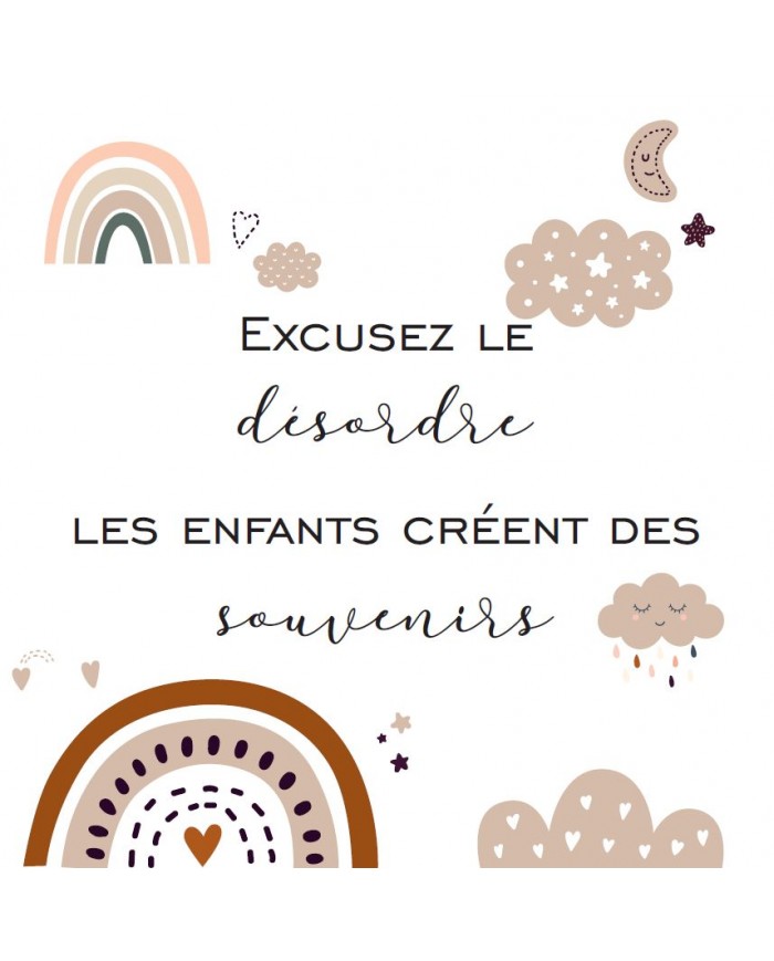 Cadre à poser - 15 x 15 cm - "Excusez le désordre ..."