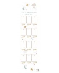 Cadre photo à suspendre - 12 premiers mois - 125 x 30 cm - Arc-en-ciel