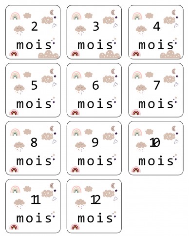 Plaquette photo - 12 premiers mois - 14 x 30 cm - Arc-en-ciel