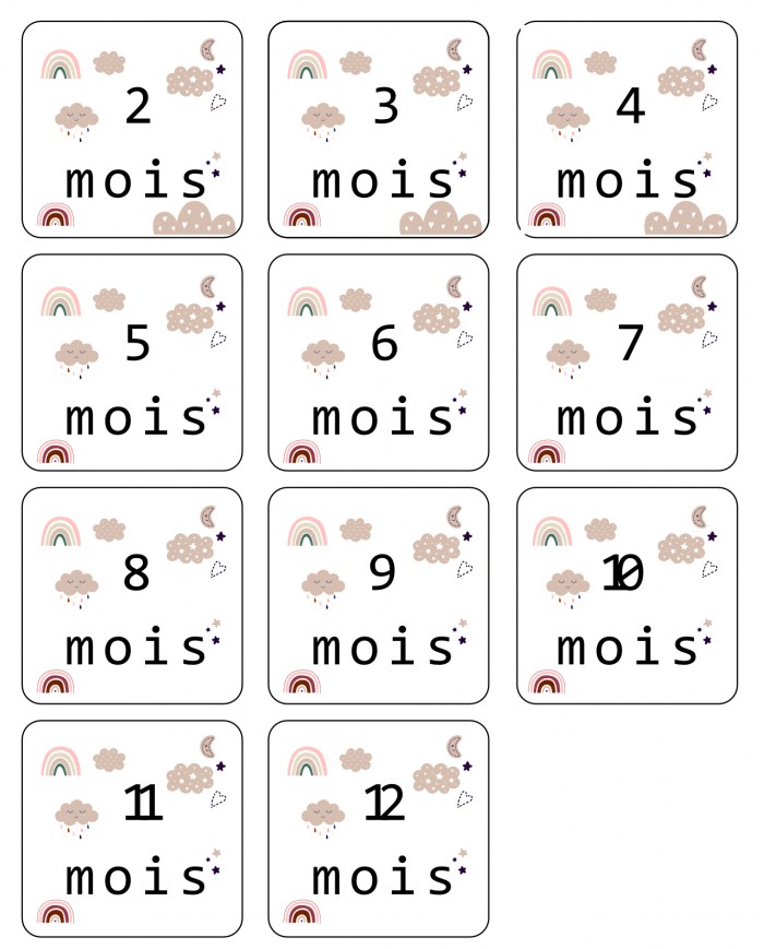 Plaquette photo - 12 premiers mois - 14 x 30 cm - Arc-en-ciel