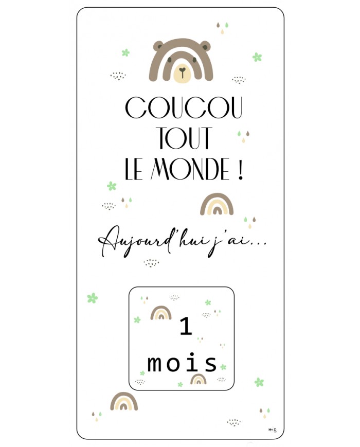 Plaquette photo - 12 premiers mois - 14 x 30 cm - Ourson