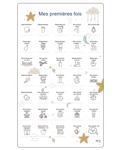 Cadre première fois - 30 x 50 cm - Lune étoile