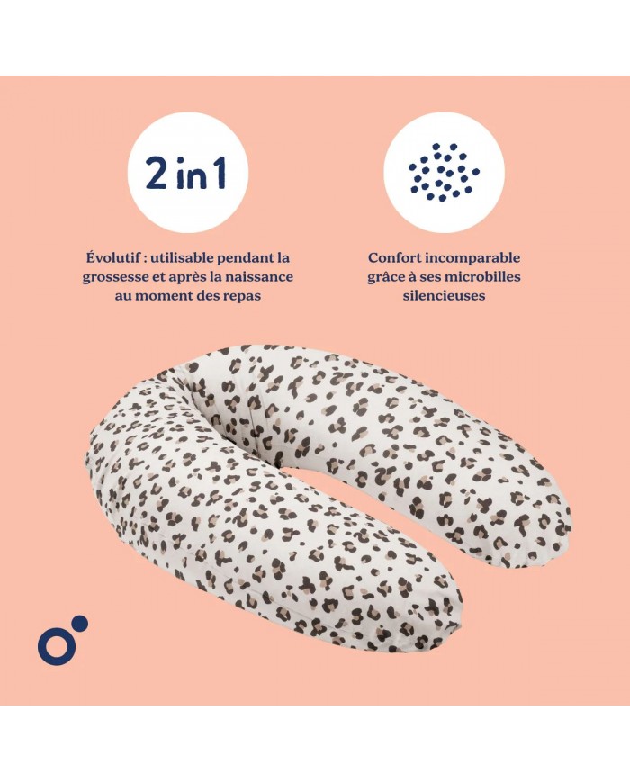 Grand coussin d'allaitement buddy Leopard Cream