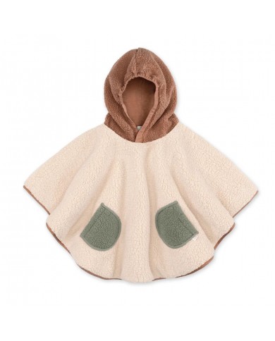 Poncho 9-36 mois teddy COLOR outside + jersey ficelle 24