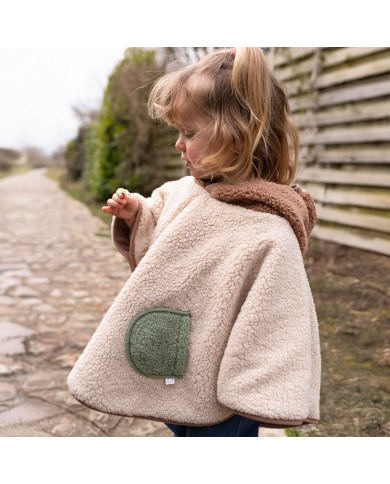 Poncho 9-36 mois teddy COLOR outside + jersey ficelle 24