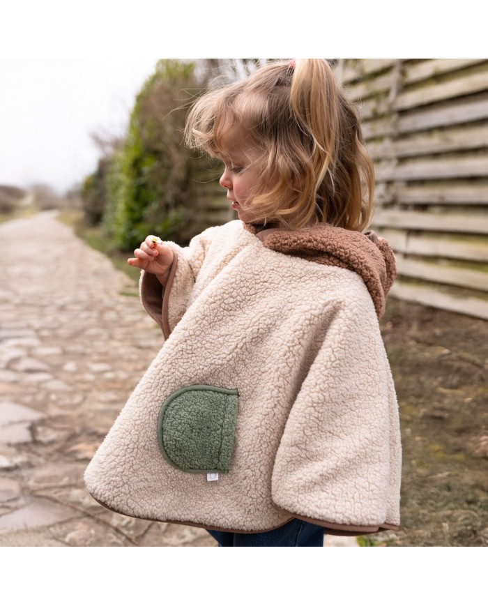 Poncho 9-36 mois teddy COLOR outside + jersey ficelle 24