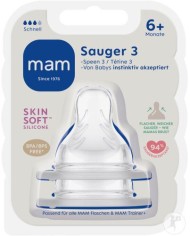 Lot de 2 tétines 3 en silicone - 4 mois+ - Anti-fuite - New