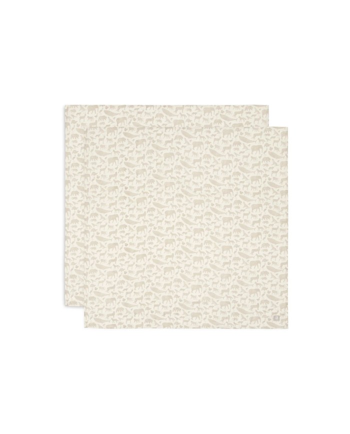 Tétras gaze de coton 115x115cm - Animals - 2 Unités