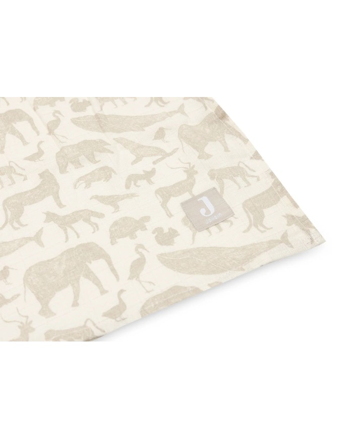 Tétras gaze de coton 115x115cm - Animals - 2 Unités