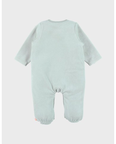 Pyjama bébé, velours brodé - Vert d'eau