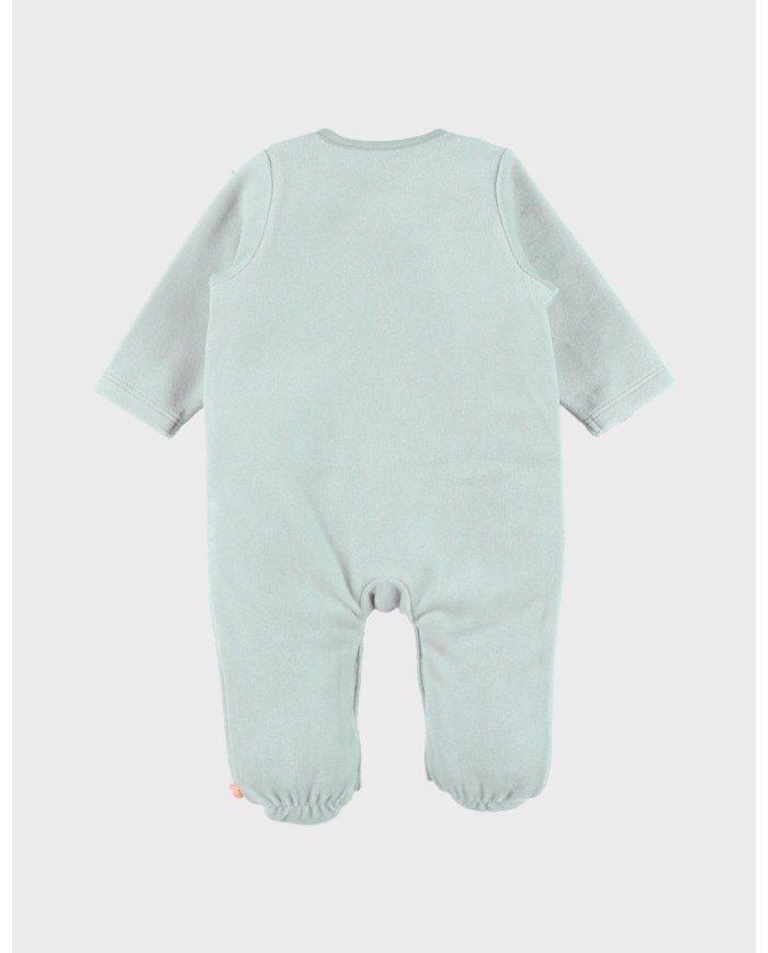 Pyjama bébé, velours brodé - Vert d'eau