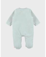 Pyjama bébé, velours brodé - Vert d'eau