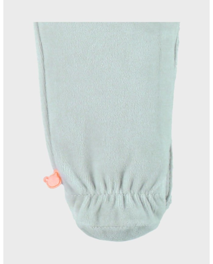 Pyjama bébé, velours brodé - Vert d'eau