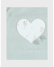 Pyjama bébé, velours brodé - Vert d'eau
