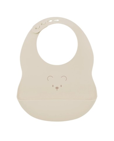 Bavoir réglable avec bac récupérateur en silicone - Ours argile