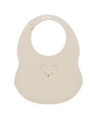 Bavoir réglable avec bac récupérateur en silicone - Ours argile