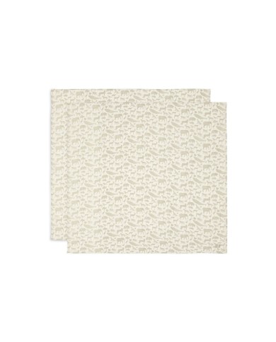 Tétras gaze de coton 115x115cm - Animals - 2 Unités - Olive green