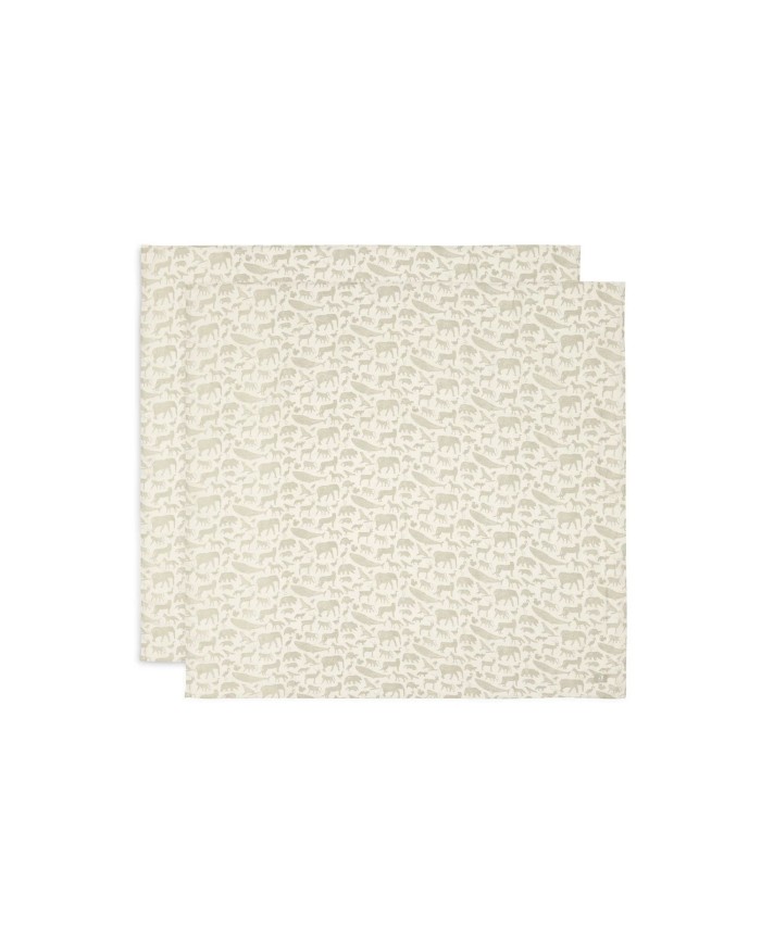Tétras gaze de coton 115x115cm - Animals - 2 Unités - Olive green
