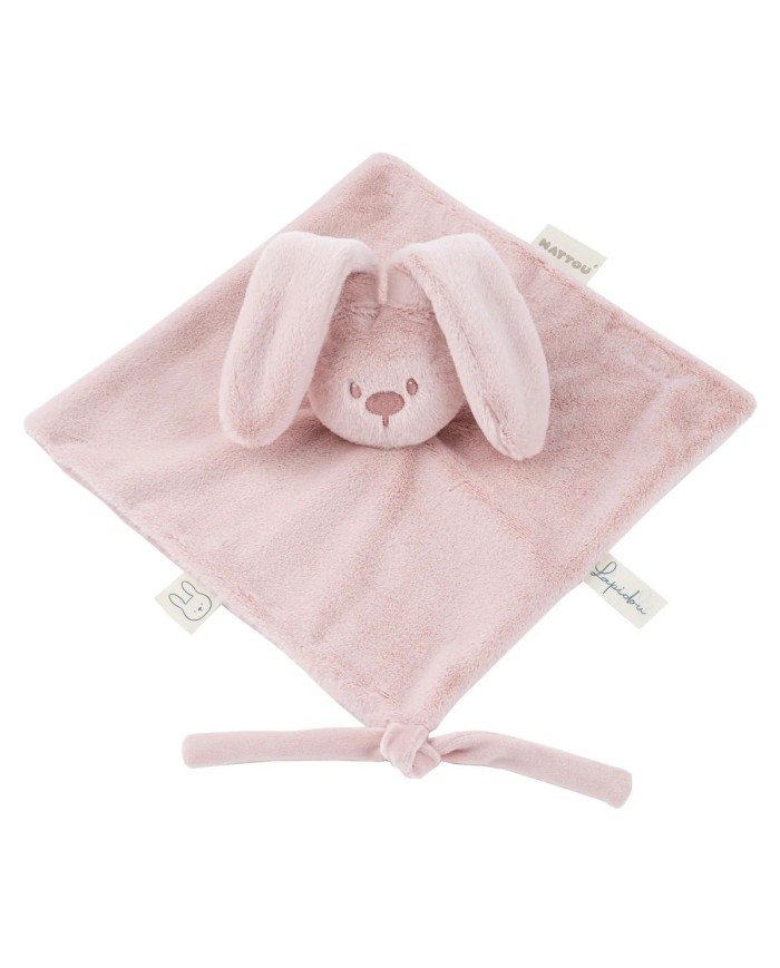 Doudou lapin lapidou 27x27 cm - Rose poudré