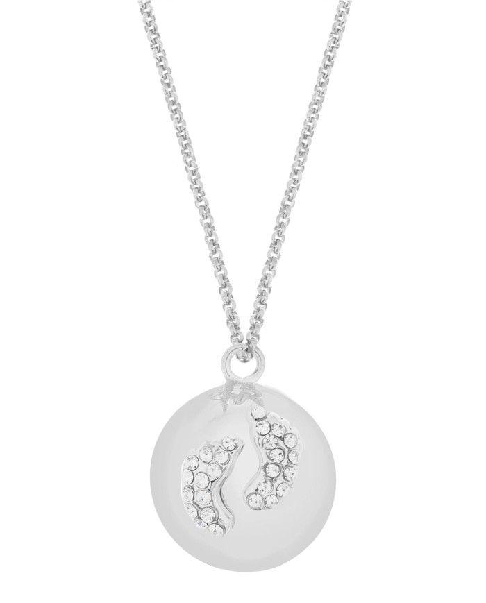 Eva - Bola argenté avec pieds strass - chaine argenté