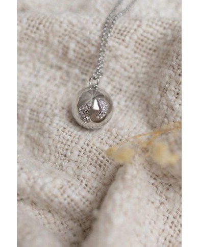 Eva - Bola argenté avec pieds strass - chaine argenté