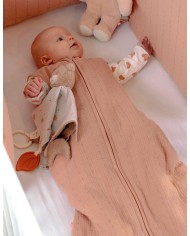 Sac de nuit 70 cm - Mousseline de coton bio - Rose - Vintage Flowers