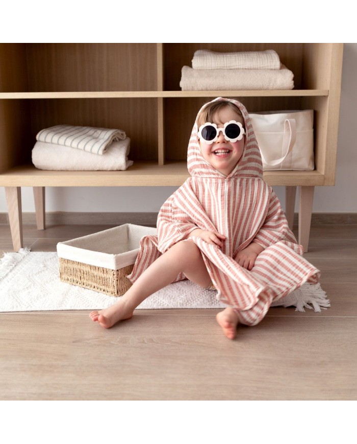 Poncho 9-36 mois Gaze de coton - Carmin