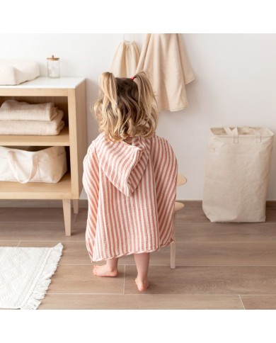 Poncho 9-36 mois Gaze de coton - Carmin