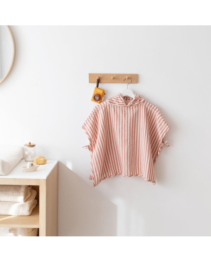 Poncho 9-36 mois Gaze de coton - Carmin