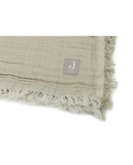 Couverture 75x100cm Fringe - Olive Green/Ivory GOTS