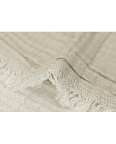 Couverture 75x100cm Fringe - Olive Green/Ivory GOTS
