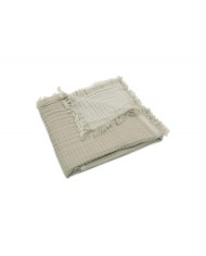 Couverture 75x100cm Fringe - Olive Green/Ivory GOTS