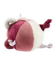 Balle peluche d'activités Lapidou - 15 cm - Rose poudré