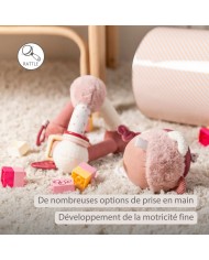 Balle peluche d'activités Lapidou - 15 cm - Rose poudré