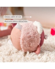 Balle peluche d'activités Lapidou - 15 cm - Rose poudré