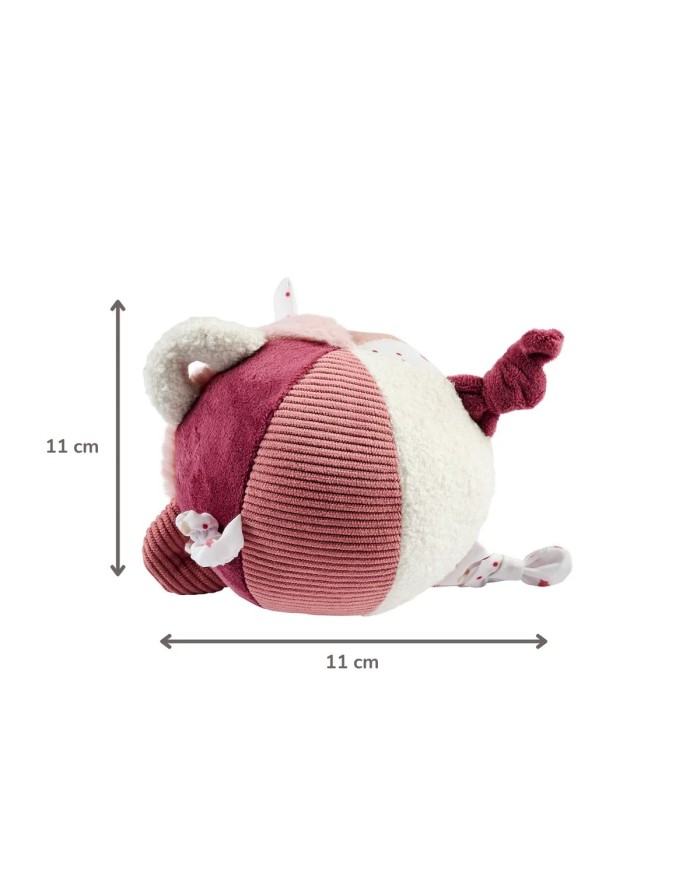 Balle peluche d'activités Lapidou - 15 cm - Rose poudré