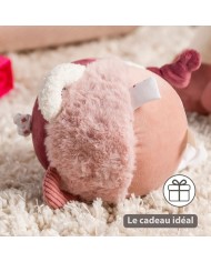 Balle peluche d'activités Lapidou - 15 cm - Rose poudré