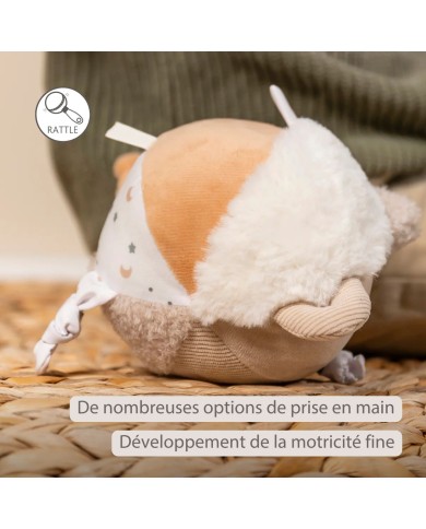 Balle peluche d'activités Lapidou - 15 cm - Beige