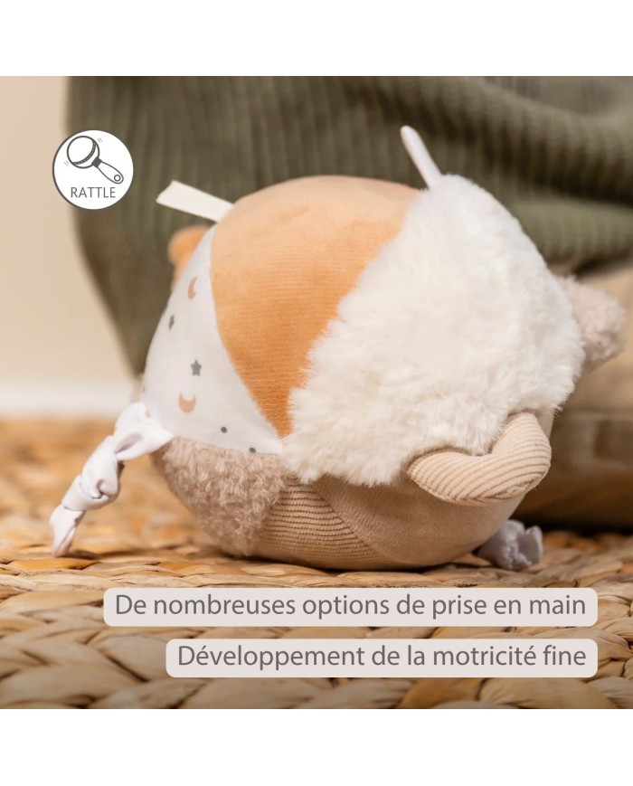 Balle peluche d'activités Lapidou - 15 cm - Beige