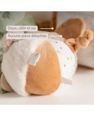 Balle peluche d'activités Lapidou - 15 cm - Beige