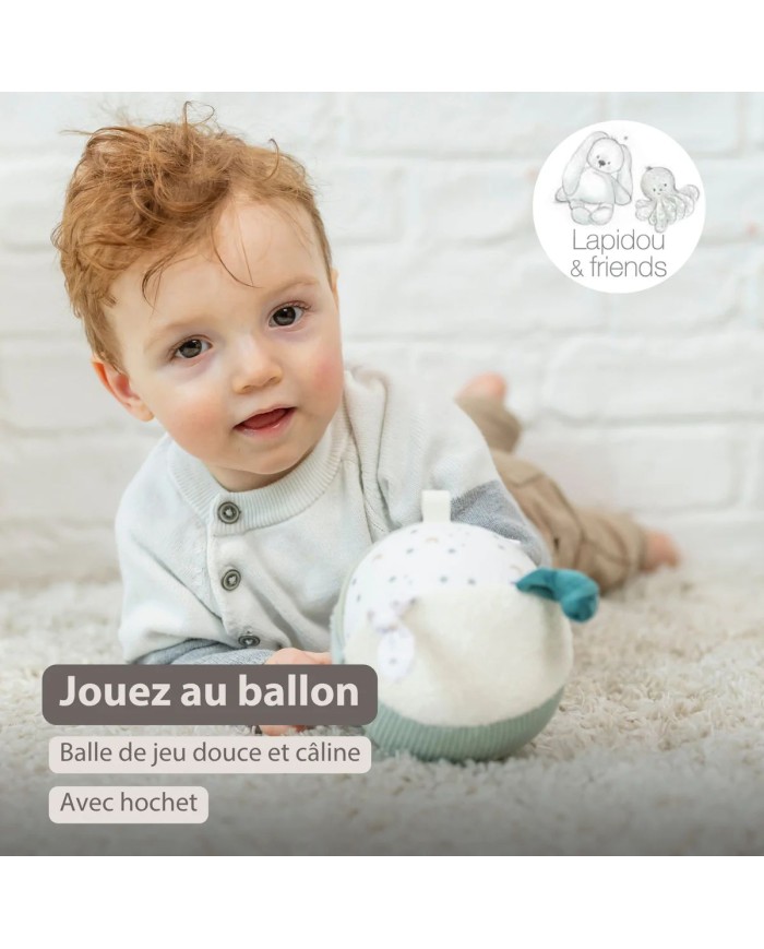 Balle peluche d'activités Lapidou - 15 cm - Vert tilleul
