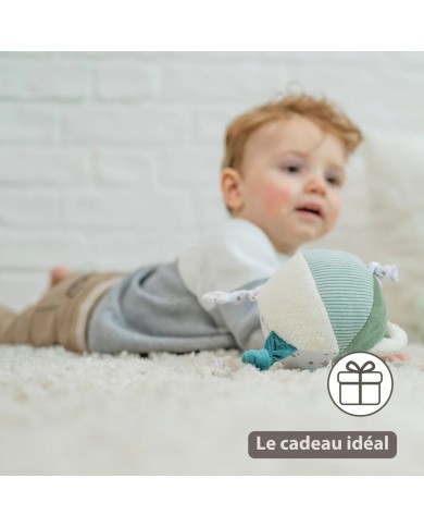 Balle peluche d'activités Lapidou - 15 cm - Vert tilleul