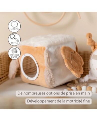 Cube d’Activité Doux Lapidou - 18 cm - Beige