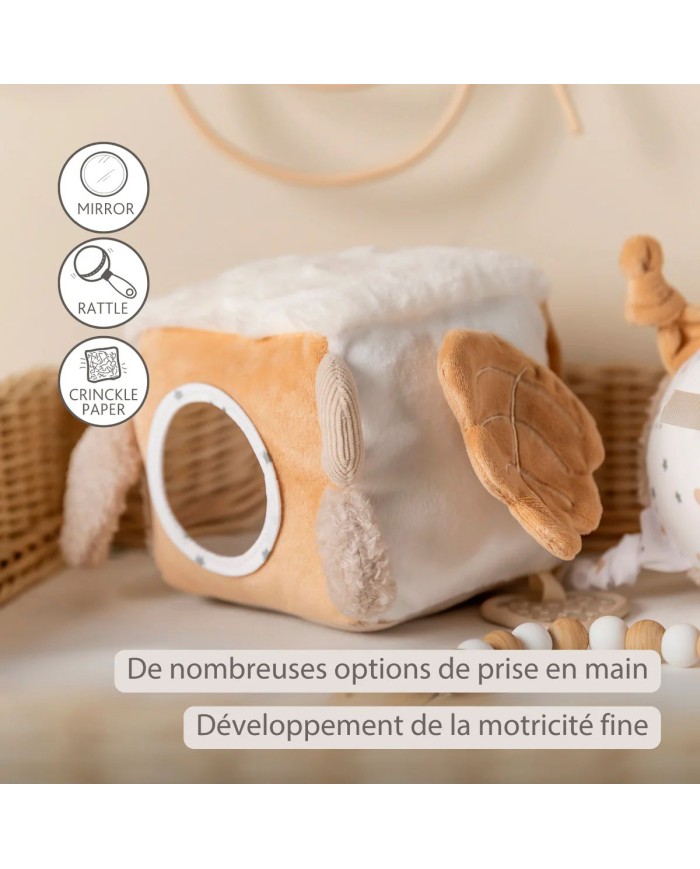 Cube d’Activité Doux Lapidou - 18 cm - Beige